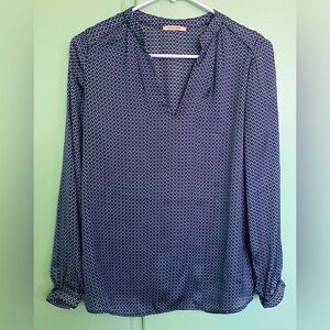 PROMOD Navy Blue Satin Women's Top